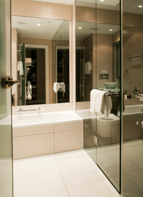 High-quality Calgary bathroom renovation with updated lighting, vanity, and premium finishes